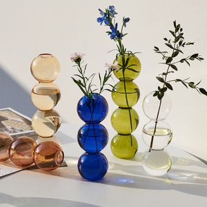 VASE GLASS VASE NORDIC HOME DECORリビングルーム装飾テラリウムフラワー花瓶植物ポット装飾的なホームアクセサリー装飾ギフト230608