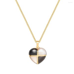 Pendanthalsband Non Fading Choker White Shell Checkerboard Grid Love Heart Necklace Fashion Jewelry Gift For Woman Simple Clavicle Chain