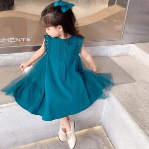 Girls Dresses baby girl dresses summer solid cotton sleeveless dress for girls 210 year childrens clothing casual 230608