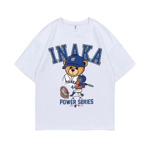 Herr t-shirts inaka power brun domare björn lila baseball apa apa grafisk tryck kort ärm t shirt män kvinnor överdimensionerade hiphop tshirt 230608