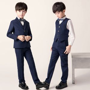 Suits Children Formal Suit 3 Pcs Blazer Vest Pants 2023 Flower Boys Outfits Kids Wedding Party Piano Performance Host Costume 230608