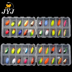 Baits Lures JYJ box package colorful 2.5 g 3g 3.4g 4.5g hard metal fishing spoon lure set walleye trout spoon baits spoon jig baits 230608