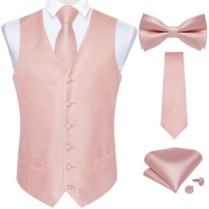 Ternos masculinos Blazers Marca Moda Terno Rosa Colete Conjunto Gravata Para Homens Noivo Vestido de Seda para Banquete de Casamento Festa Homem Colete Gravata Laço 230609