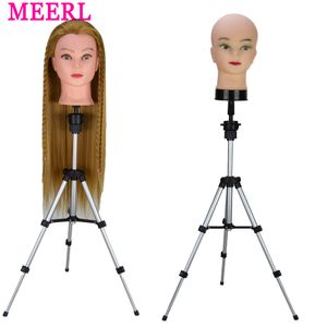 Perkstativ Mini Tripod Wig Stand Justerbar metallfrisör Träning Skyltdocka Head Wig Stand Wig Non-Slip Base For Doll Head Block Wig 230608