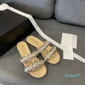 2023-Fashion Women Pearl Pantofole Casual Designer Lady New Pointy Toe Flats Pumps Shoes Scarpe da festa Scarpe da sposa