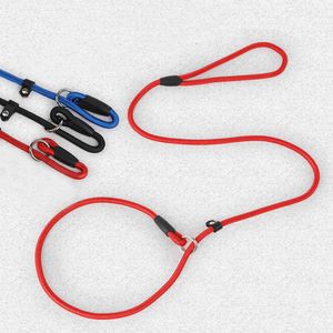 Dog Collars Leashes Pet Puppy Leash Slip Rope Lead Nylon Chains Collar No Pull Training for Small Dogs Black Red Blue Z0609