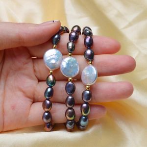 Charm Bracelets Handmake Black Pearl Fashion Diy Freshwater Pearls For Women Statement Wedding Jewelry Gifts