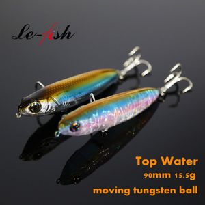 Esche Esche Le Fish 90mm 15.5g Matita Topwater Esca da Pesca Esca Galleggiante di Superficie Acqua Superiore per Spigola Pike Feeder con Palla di Tungsteno 230608