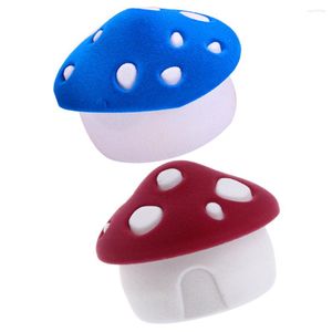 Jewelry Pouches 2 Pcs Mushroom Box Bracelet Gift Holder Cute Ring Vintage Display Case Necklace Wedding Storage Flannel Lint Earrings