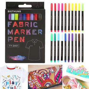 Markers 20 Colors Waterproof Colorfast Fabric Textile Marker Pen Permanent Color For DIY Clothes Art Graffiti Drawing Painting 230608