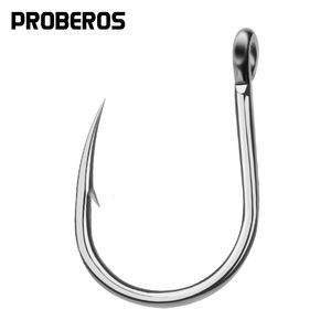 フィッシングフックProberos Saltwater Fishing Hook 20pc Jigging Hook 10＃-130＃モデルステンレス鋼フィッシュフック230608