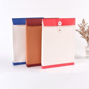 100Pcs A4 Brown Kraft Paper File Holder Buste Buste Document Storage Organizer Buste con String School Office Folder Bag