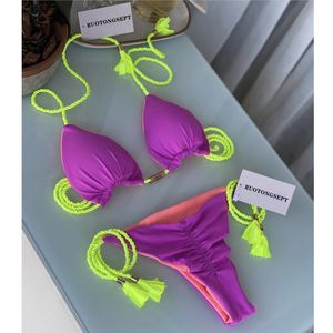 Kadın Mayo Push Up Bikini Tre de Ba O Mujer Set Yüksek Bel Üçgen Bandaj Mayo Mayo Yüzme Mayo Kadın Biquini Mulher 230608