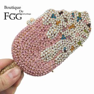 Umhängetaschen Boutique De FGG Neuheit Eiscreme-Handtaschen Damen Mini-Eis am Stiel Erdbeergeschmack Abendtaschen und Clutches Hochzeit Party-Geldbörsen