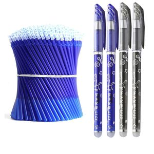 Bollpoint pennor 100 påfyllningar 2 Erasable Pen Rods Eraser Set 05mm Washable Handle Magic Gel Animal School Office Writing Supplies Stationery 230608