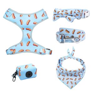 Collars Personalized Hotdog Boy Dog Collar Bow with Matching Leash and Harness