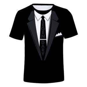 Men's T-Shirts Summer Short Sleeve Streetwear Fake Suit Vest 3D T shirt Fashion Funny Fake Suit Tuxedo Bow Tie 3D Printed Men T shirts 230608