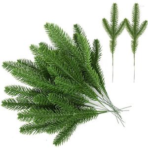 Decorative Flowers 5/10Pcs Artificial Green Pine Needle Branches Christmas Wedding Home Tree Decorations DIY Wreath Fake Plant Gift Box