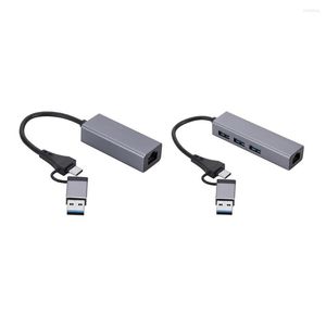 Tip-C-Ağ Kartı USB Hub Alüminyum Alaşım C Ethernet RJ45 LAN Adaptör Desteği 10/100/1000Mbps Erişim