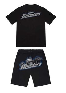Расширенный дизайн хлопковая одежда Короткая сета летние мужчины Trapstar London Shooters Женщины вышитые футболки нижний спортивный костюм приливной поток.