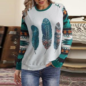 Kvinnors hoodies Half Zip Pullover Women Womens Casual Long Sleeve Crew Neck Flower Printed Hoodless Thin Sweatshirt Kort kläder