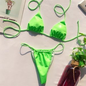 Women's Swimwear style pre-heating Europe and America pu leather bikini sexy ladies split swimsuit five colors YY-5 230608