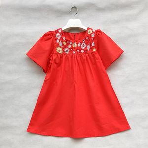 Mädchen Kleider Kinder Baumwolle Blau Kleid Für Baby Mädchen Sommer Nette Kleinkind Casual Kinder Kleidung Blume Stickerei Koreanische Kleider