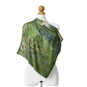 Cachecóis 2023Green Gardon Cachecol Feminino Moda Pintura a Óleo Bandana de Cabelo Feminino Foulard Lenço de pescoço Feminino Bandana Xaile