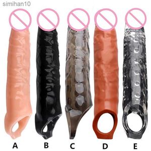 Reusable Penis Sleeve Penis Extender Big Cock Extension Dick Enlarge Adult Sex Toys For Men Penile Enlargement Time Delay L230518