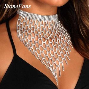 Collane con ciondolo Stonefans Esagerato lunga nappa strass collana girocollo per le donne dichiarazione Bling cristallo grande collana gioielli grosso T230609