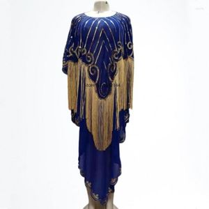 Etniska kläder afrikanska klänningar för kvinnliga damer spetsar tassel dashiki klänning bazin riche traditionella kläder huvudtie 2023 klädrock