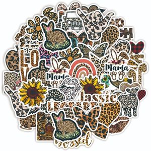50PCS Leopard Print Series Stickers Hotboom Trendy Graffiti Stickers DIY Cartoon Animal Tiger Style Decals Decorate Laptop Water Glasses Paster