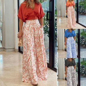 Frauen Zweiteilige Hosen 2023 Frauen 2 Set Sommer Mode Elegante Fledermaus Ärmel Hemd Und Blumen Druck Breite Bein Hose lässig Streetwear Weibliche