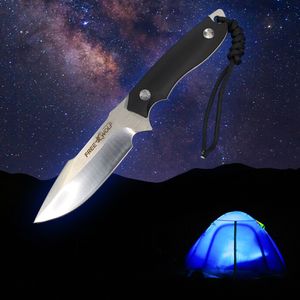 Nova chegada 2372 Faca de caça reta ao ar livre 5Cr13Mov Satin Drop Point Blade Black G10 Full Tang Handle Fixed Blade Knives com Kydex e Survival Whistle