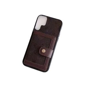 Designer Cell Phone Cases Card Holders Pockets Wallets for Samsung S24 S23 S22 S21 S20 Plus Note 20 Ultra Luxury Full-body Mobile Back Covers Shells Fundas Brown Flower