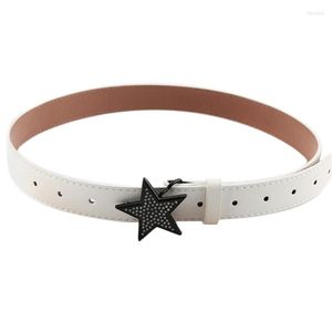 Belts M2EA Fashion Womens Leather With Star Shape Buckle 1" Wide Faux Casual Waist Belt For Jeans Pants 3 Colors