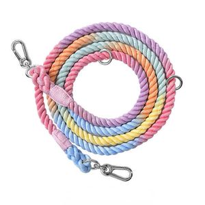 Coleiras para cães Trela de corda Tecido artesanal Algodão para cães pequenos, médios e grandes Multicolor Trançado com duas cabeças Z0609