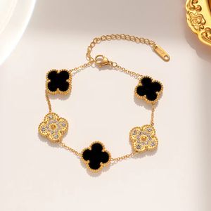 Van Clover Bracelet مصمم فاخر مجوهرات أربعة أساور أوراق 18K لوحة الذهب العقيق العقيق