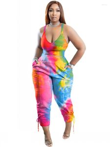 Women's Tracksuits Fashion Tie Dye Splattered Two Piece Set Summer Women Suspender Tank Crop Top And Eyelets Casual Pants Suit Lady Matching