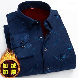 Camisas casuais masculinas inverno camisa de veludo grosso para homens Thermo manga longa xadrez quente forro de lã flanela macia tamanho grande L-5XL