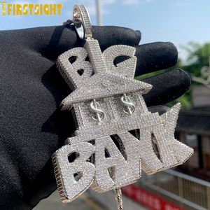 Anhänger Halsketten Iced Out Bling Heavy Chunky CZ Brief Big Bank Halskette Kubikzirconia Dollar Symbol Charme Männer Hip Hop Schmuck 230608