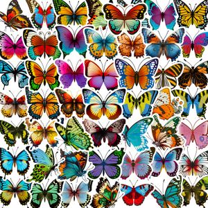 50pcs-Pack Butterflystickers Duvar Etiketleri Toptan Vinil Sticker Su Geçirmez Dizüstü Bilgisayarlar Araba Scrapbooking Gitar Kutusu Kaykay JDM Bagaj Çıkartma