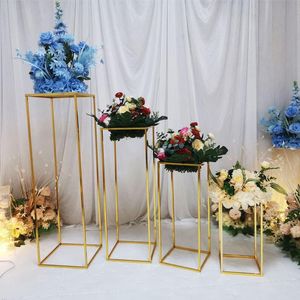 Vases 10pcs/lot Gold Flower Vase Floor Column Stand Metal Road Lead Wedding Table Centerpiece Rack Event Party Decorat