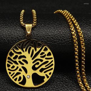 Pendanthalsband Tree of Life rostfritt stålkedjan halsband för män guldfärg uttalande smycken colgante hombre n50s05S08S08S08S08