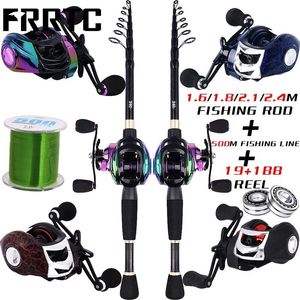 Rod Reel Combo Fishing and Set Telescopic with Baitcasting for Freshwater or Saltwater 230609