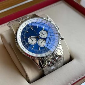 TOP AAA B01 B20 BRETILING Watch Navitimer Chronograph Quartz Movement Steel Limited Blue Dial 50th Anniversary Sapphire Watches Rostless Strap Men armbandsur