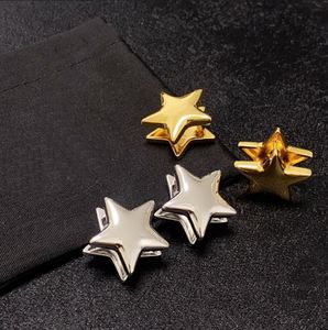 Nowa złota Silver Star Ear Studs Diamonds Women's 18 -Gold Gold Pleated Keaning Luksusowa biżuteria E6988