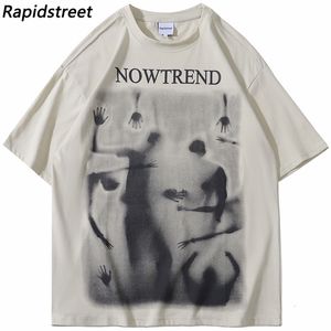 Men's T-Shirts Hip Hop Streetwear T Shirt Men Struggling Shadow Graphic T-Shirt Harajuku Cotton Loose Tshirt Short Sleeve Tops Tee Hipster 230609