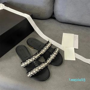 2023-Fashion Women Pearl Pantofole Casual Designer Lady Punta a punta Ballerine Pompe Scarpe Scarpe da festa Scarpe da sposa