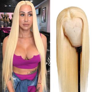 Bone Straight 13x4 Lace Front Wig 613 Honey Blonde Human Hair Wigs Brazilian 30 36 Incn Colored 13x6 Lace Frontal Wigs For Women